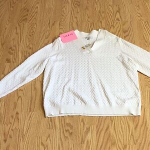 NWT White sweater with a basket weave design in size 3 XL any STUDIO WORKS